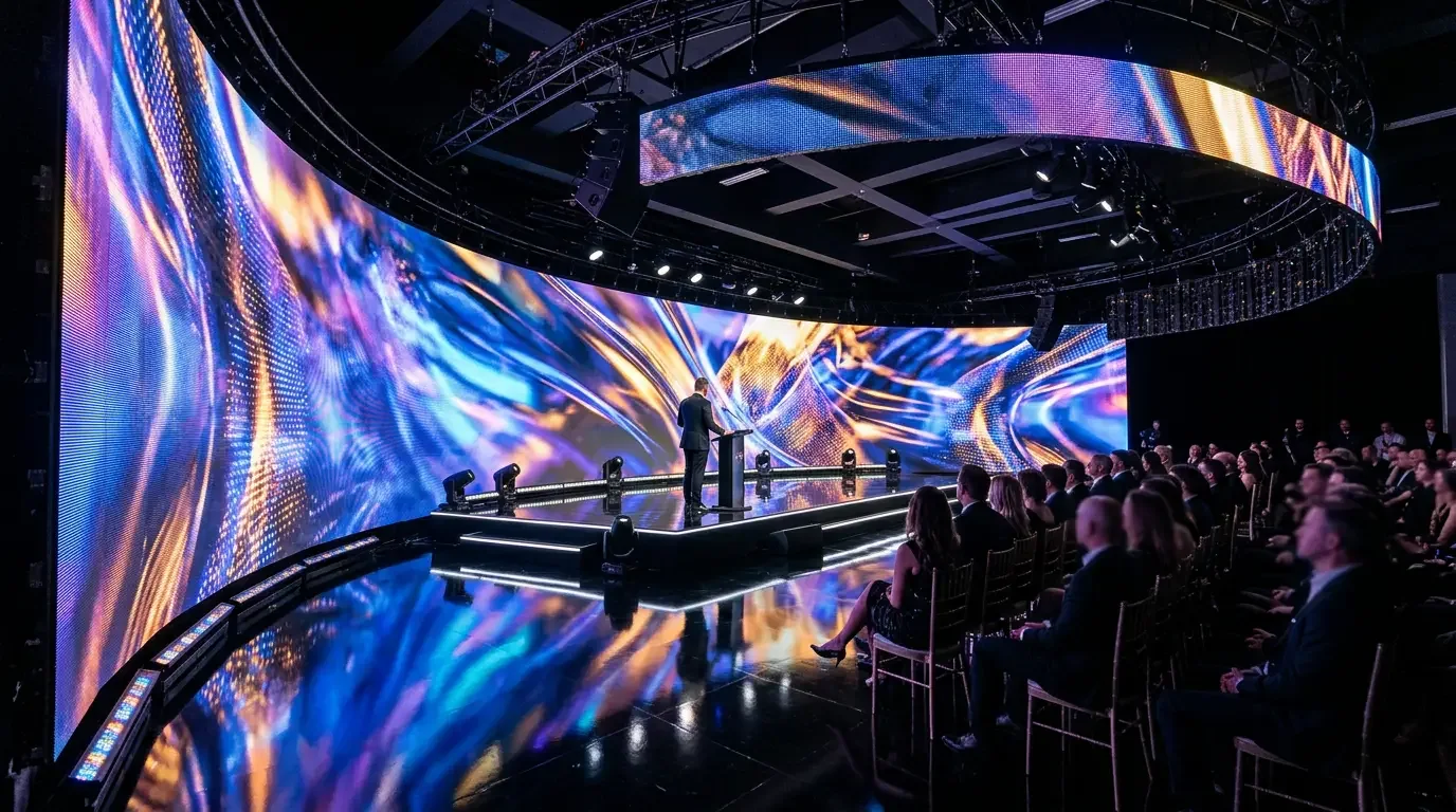 Pantalla LED curva US Series instalada en un evento profesional